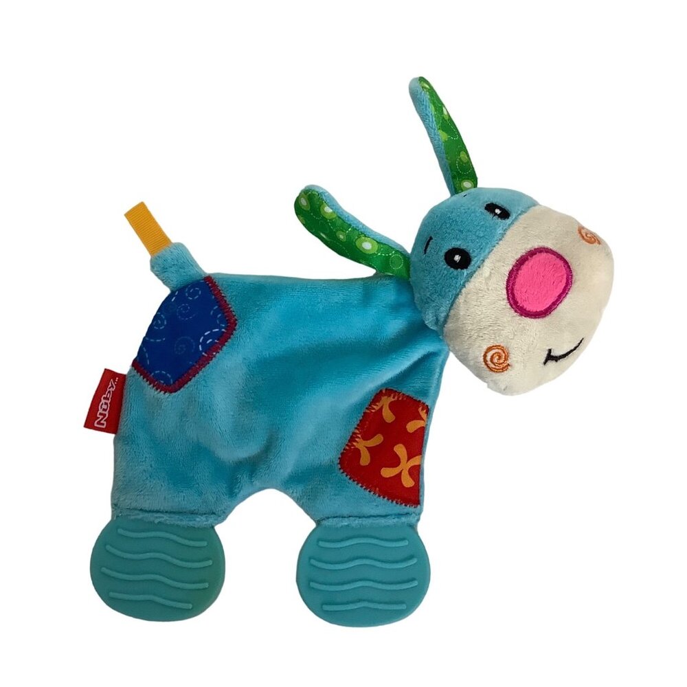 Nuby Baby Puppy Dog Teething Plush Pal Toy Soft Textures Crinkles Teether